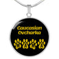 Caucasian Ovcharka Mama Circle Necklace Stainless Steel or 18k Gold 18-22" Dog Owner Lover-Express Your Love Gifts