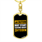 Caution Bitcoin Crypto Keychain Stainless Steel or 18k Gold Dog Tag Keyring-Express Your Love Gifts