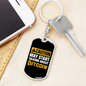 Caution Bitcoin Crypto Keychain Stainless Steel or 18k Gold Dog Tag Keyring-Express Your Love Gifts
