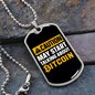 Caution Bitcoin Crypto Necklace Stainless Steel or 18k Gold Dog Tag 24" Chain-Express Your Love Gifts