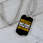 Caution Bitcoin Crypto Necklace Stainless Steel or 18k Gold Dog Tag 24" Chain-Express Your Love Gifts