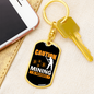 Caution Mining in Progress Crypto Keychain Stainless Steel or 18k Gold Dog Tag Keyring-Express Your Love Gifts