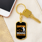Caution Mining in Progress Crypto Keychain Stainless Steel or 18k Gold Dog Tag Keyring-Express Your Love Gifts
