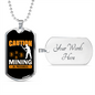 Caution Mining in Progress Crypto Necklace Stainless Steel or 18k Gold Dog Tag 24" Chain-Express Your Love Gifts