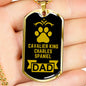 Cavalier King Charles Spaniel Dad Dog Necklace Stainless Steel or 18k Gold Dog Tag W 24" Dog Owner Lover-Express Your Love Gifts