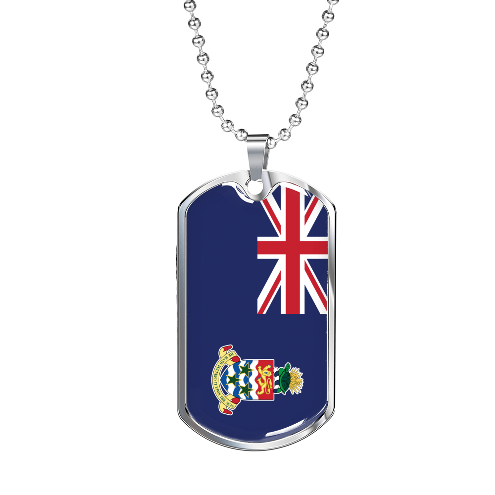 Cayman Island Flag Necklace Stainless Steel or 18k Gold Dog Tag 24" Chain-Express Your Love Gifts