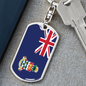 Cayman Island Flag Swivel Keychain Dog Tag Stainless Steel or 18k Gold-Express Your Love Gifts