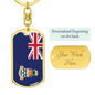 Cayman Island Flag Swivel Keychain Dog Tag Stainless Steel or 18k Gold-Express Your Love Gifts