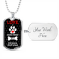 Ccirneco Dell'Etna Love Is Stainless Steel or 18k Gold Dog Tag 24" Chain-Express Your Love Gifts