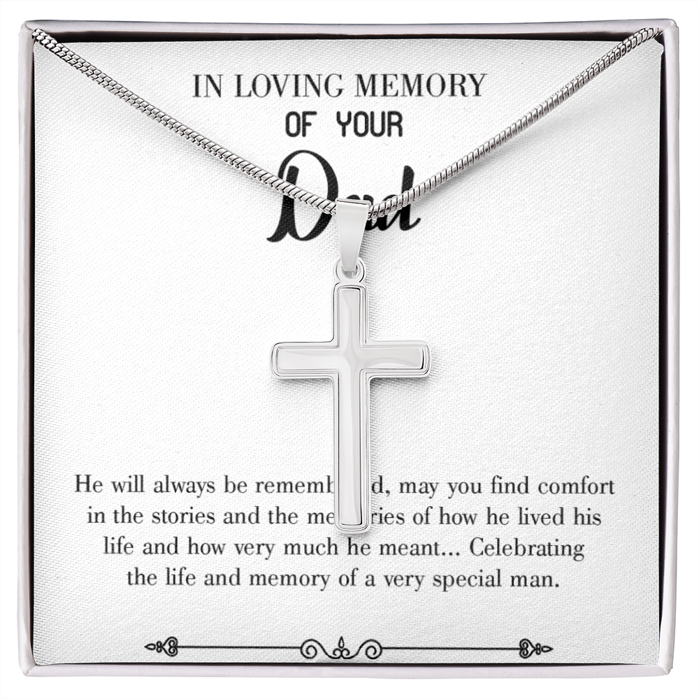 Celebrating Life Dad Memorial Gift Dad Memorial Cross Necklace Sympathy Gift Loss of Father Condolence Message Card-Express Your Love Gifts