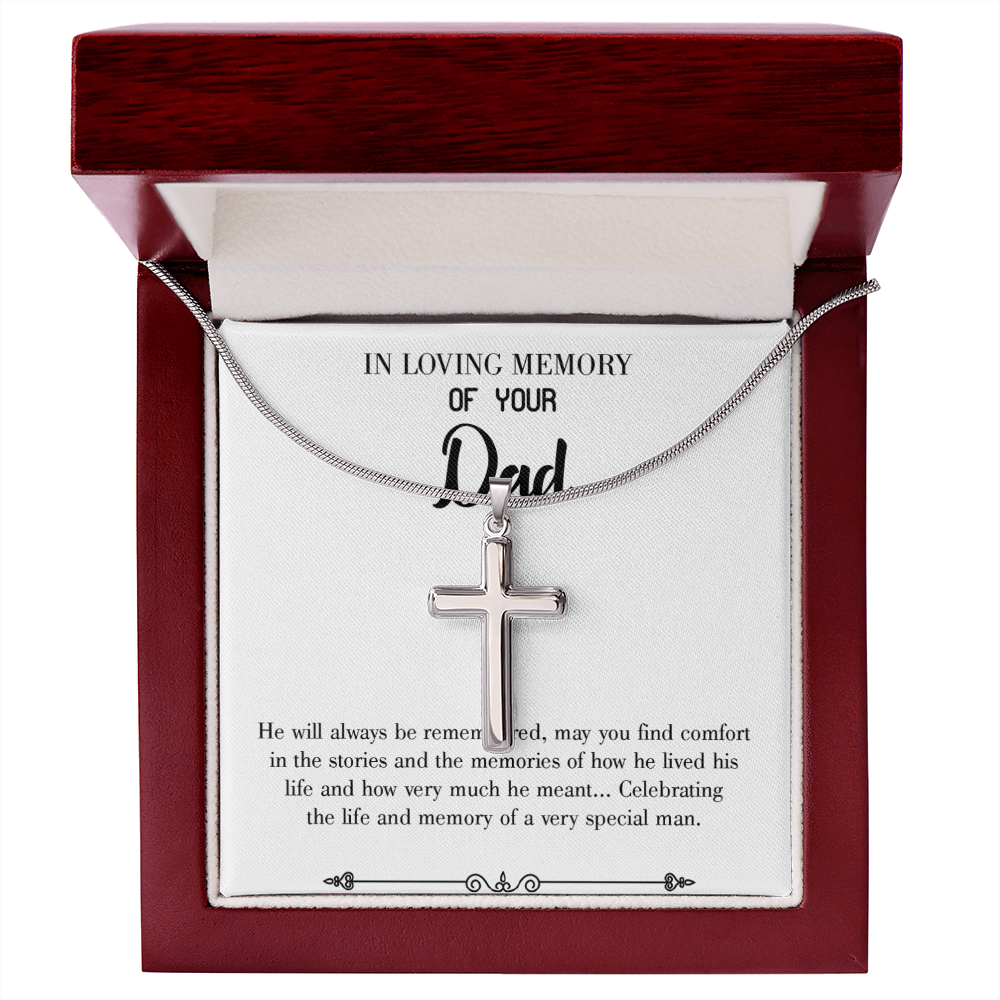 Celebrating Life Dad Memorial Gift Dad Memorial Cross Necklace Sympathy Gift Loss of Father Condolence Message Card-Express Your Love Gifts