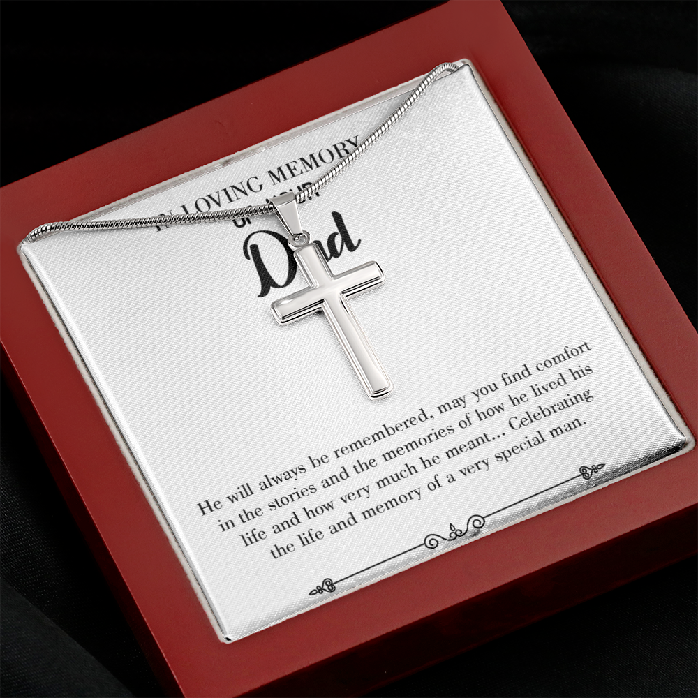 Celebrating Life Dad Memorial Gift Dad Memorial Cross Necklace Sympathy Gift Loss of Father Condolence Message Card-Express Your Love Gifts