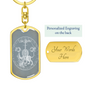 Celestial Animals Inside Circle Keychain Stainless Steel or 18k Gold Dog Tag Keyring-Express Your Love Gifts
