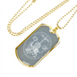 Celestial Animals Inside Circle Necklace Stainless Steel or 18k Gold Dog Tag 24" Chain-Express Your Love Gifts