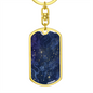 Celestial Blue Galaxy Keychain Stainless Steel or 18k Gold Dog Tag Keyring-Express Your Love Gifts