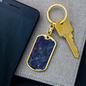 Celestial Blue Galaxy Keychain Stainless Steel or 18k Gold Dog Tag Keyring-Express Your Love Gifts