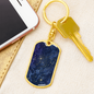 Celestial Blue Galaxy Keychain Stainless Steel or 18k Gold Dog Tag Keyring-Express Your Love Gifts