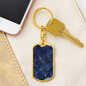 Celestial Blue Galaxy Keychain Stainless Steel or 18k Gold Dog Tag Keyring-Express Your Love Gifts