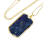 Celestial Blue Galaxy Necklace Stainless Steel or 18k Gold Dog Tag 24" Chain-Express Your Love Gifts
