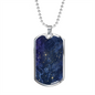 Celestial Blue Galaxy Necklace Stainless Steel or 18k Gold Dog Tag 24" Chain-Express Your Love Gifts
