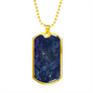Celestial Blue Galaxy Necklace Stainless Steel or 18k Gold Dog Tag 24" Chain-Express Your Love Gifts