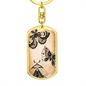Celestial Butterflies Keychain Stainless Steel or 18k Gold Dog Tag Keyring-Express Your Love Gifts