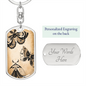 Celestial Butterflies Keychain Stainless Steel or 18k Gold Dog Tag Keyring-Express Your Love Gifts