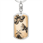 Celestial Butterflies Keychain Stainless Steel or 18k Gold Dog Tag Keyring-Express Your Love Gifts