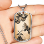 Celestial Butterflies Necklace Stainless Steel or 18k Gold Dog Tag 24" Chain-Express Your Love Gifts