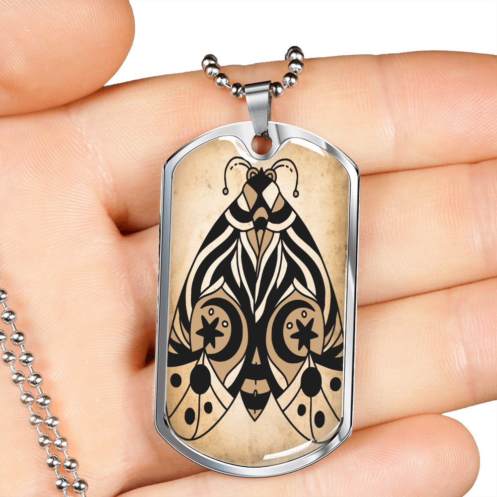 Celestial Butterfly Necklace Stainless Steel or 18k Gold Dog Tag 24" Chain-Express Your Love Gifts