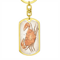 Celestial Crab Keychain Stainless Steel or 18k Gold Dog Tag Keyring-Express Your Love Gifts