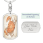 Celestial Crab Keychain Stainless Steel or 18k Gold Dog Tag Keyring-Express Your Love Gifts