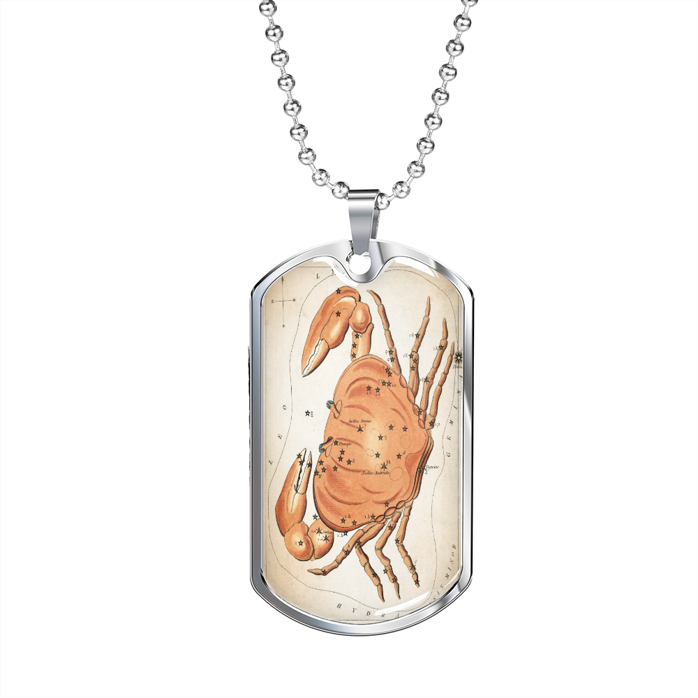 Celestial Crab Necklace Stainless Steel or 18k Gold Dog Tag 24" Chain-Express Your Love Gifts