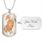 Celestial Crab Necklace Stainless Steel or 18k Gold Dog Tag 24" Chain-Express Your Love Gifts