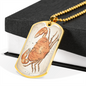 Celestial Crab Necklace Stainless Steel or 18k Gold Dog Tag 24" Chain-Express Your Love Gifts