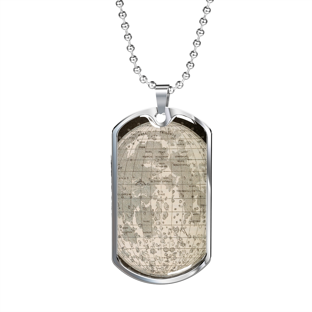 Celestial Earth Globe Necklace Stainless Steel or 18k Gold Dog Tag 24" Chain-Express Your Love Gifts