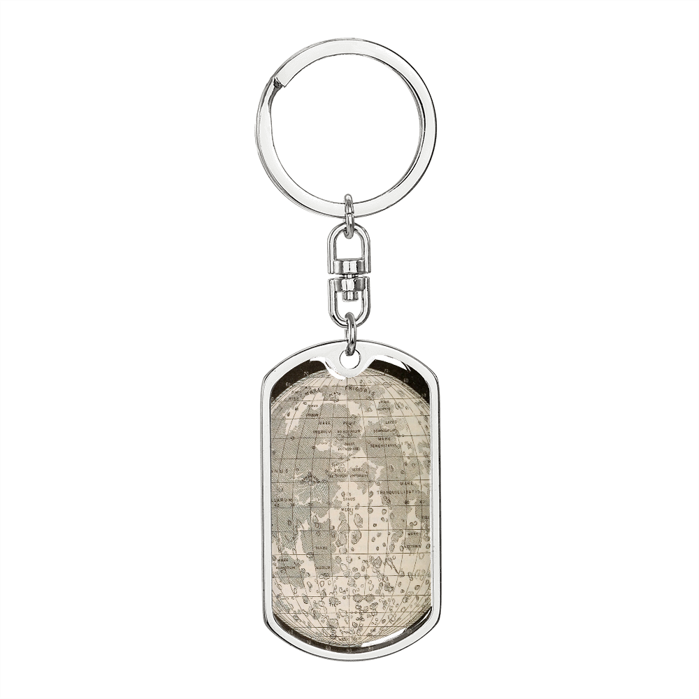 Celestial Earth Keychain Stainless Steel or 18k Gold Dog Tag Keyring-Express Your Love Gifts