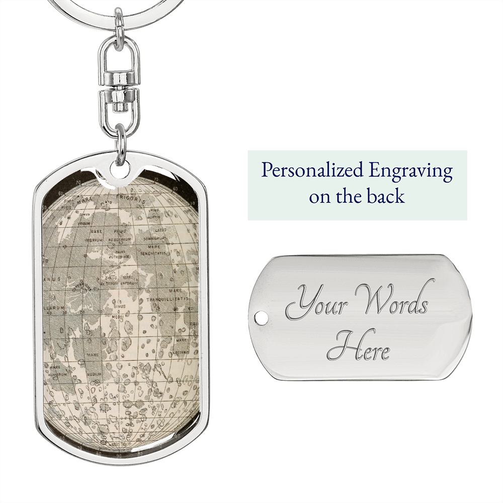 Celestial Earth Keychain Stainless Steel or 18k Gold Dog Tag Keyring-Express Your Love Gifts