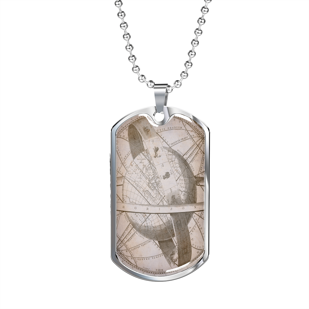 Celestial Earth Necklace Stainless Steel or 18k Gold Dog Tag 24" Chain-Express Your Love Gifts