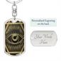 Celestial Eye Keychain Stainless Steel or 18k Gold Dog Tag Keyring-Express Your Love Gifts