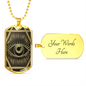 Celestial Eye Necklace Stainless Steel or 18k Gold Dog Tag 24" Chain-Express Your Love Gifts