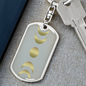 Celestial Full and Half Moon Keychain Stainless Steel or 18k Gold Dog Tag Keyring-Express Your Love Gifts