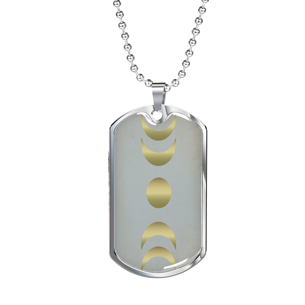 Celestial Full and Half Moon Necklace Stainless Steel or 18k Gold Dog Tag 24" Chain-Express Your Love Gifts