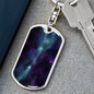 Celestial Galaxy Dark Keychain Stainless Steel or 18k Gold Dog Tag Keyring-Express Your Love Gifts