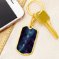 Celestial Galaxy Dark Keychain Stainless Steel or 18k Gold Dog Tag Keyring-Express Your Love Gifts