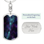Celestial Galaxy Dark Keychain Stainless Steel or 18k Gold Dog Tag Keyring-Express Your Love Gifts