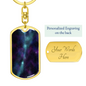 Celestial Galaxy Dark Keychain Stainless Steel or 18k Gold Dog Tag Keyring-Express Your Love Gifts