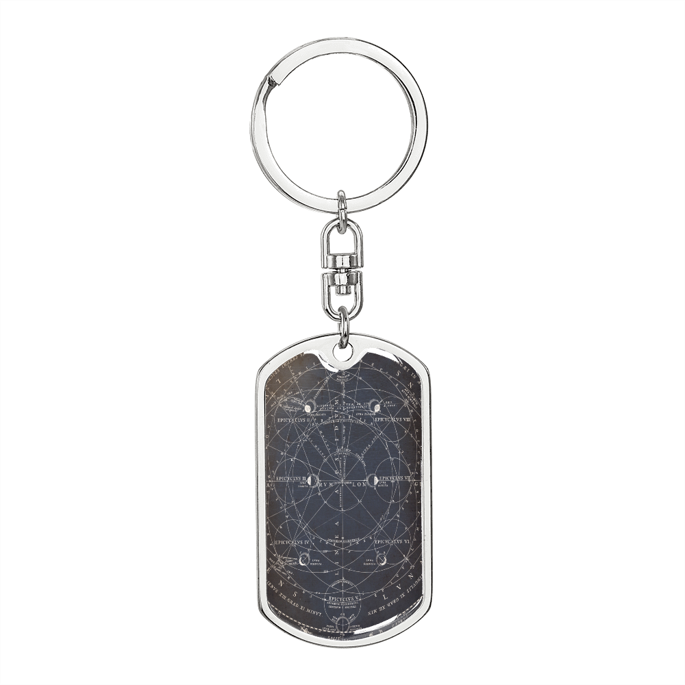 Celestial Galaxy Grey Keychain Stainless Steel or 18k Gold Dog Tag Keyring-Express Your Love Gifts
