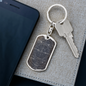 Celestial Galaxy Grey Keychain Stainless Steel or 18k Gold Dog Tag Keyring-Express Your Love Gifts