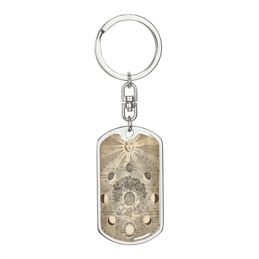 Celestial Galaxy Keychain Stainless Steel or 18k Gold Dog Tag Keyring-Express Your Love Gifts